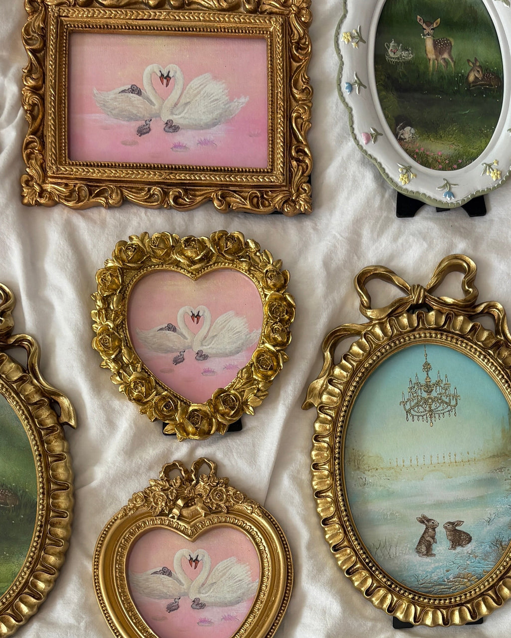 Rose Garden FRAMED PRINT (Golden Heart-Shaped Frame)