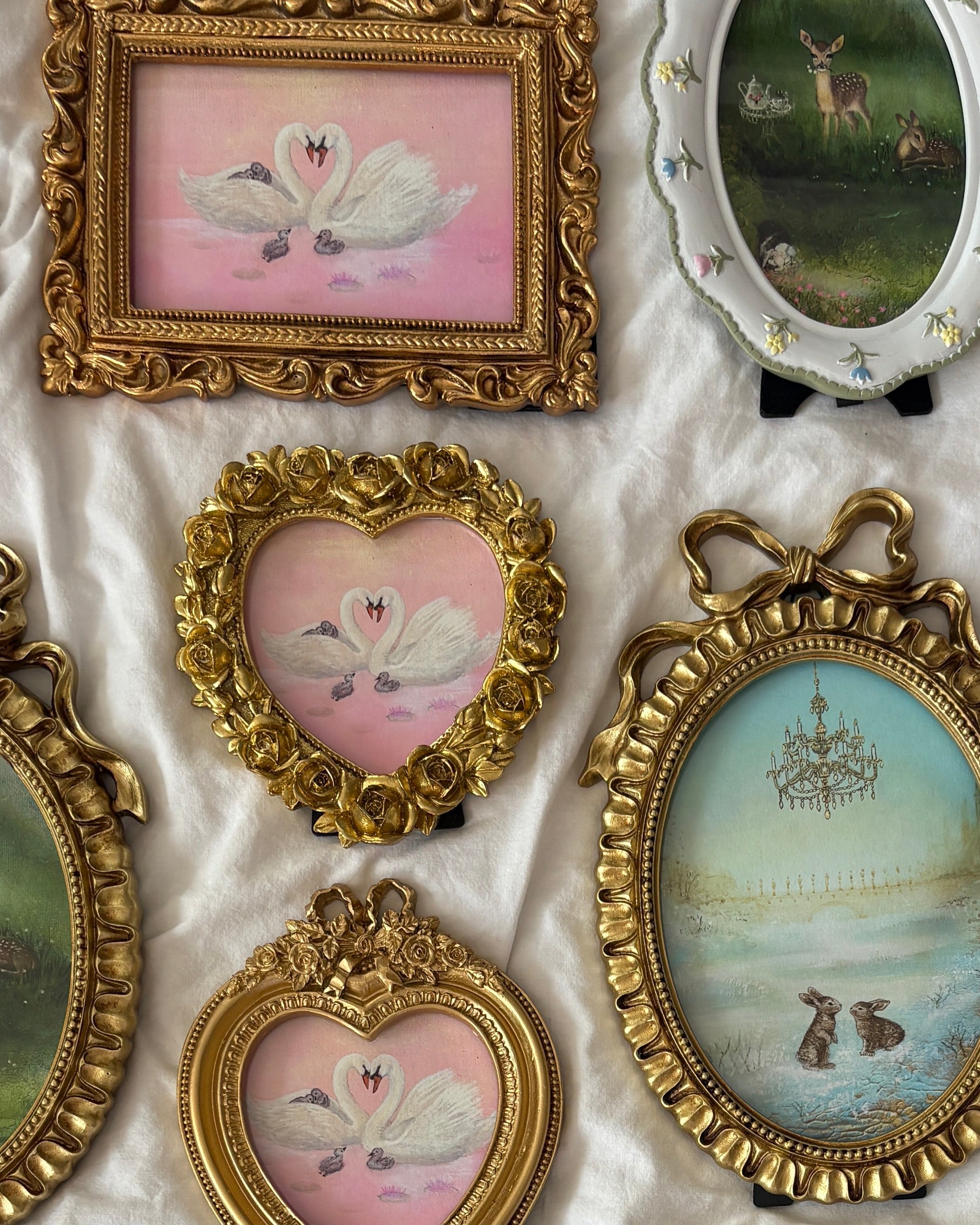 Rose Garden FRAMED PRINT (Golden Heart-Shaped Frame)
