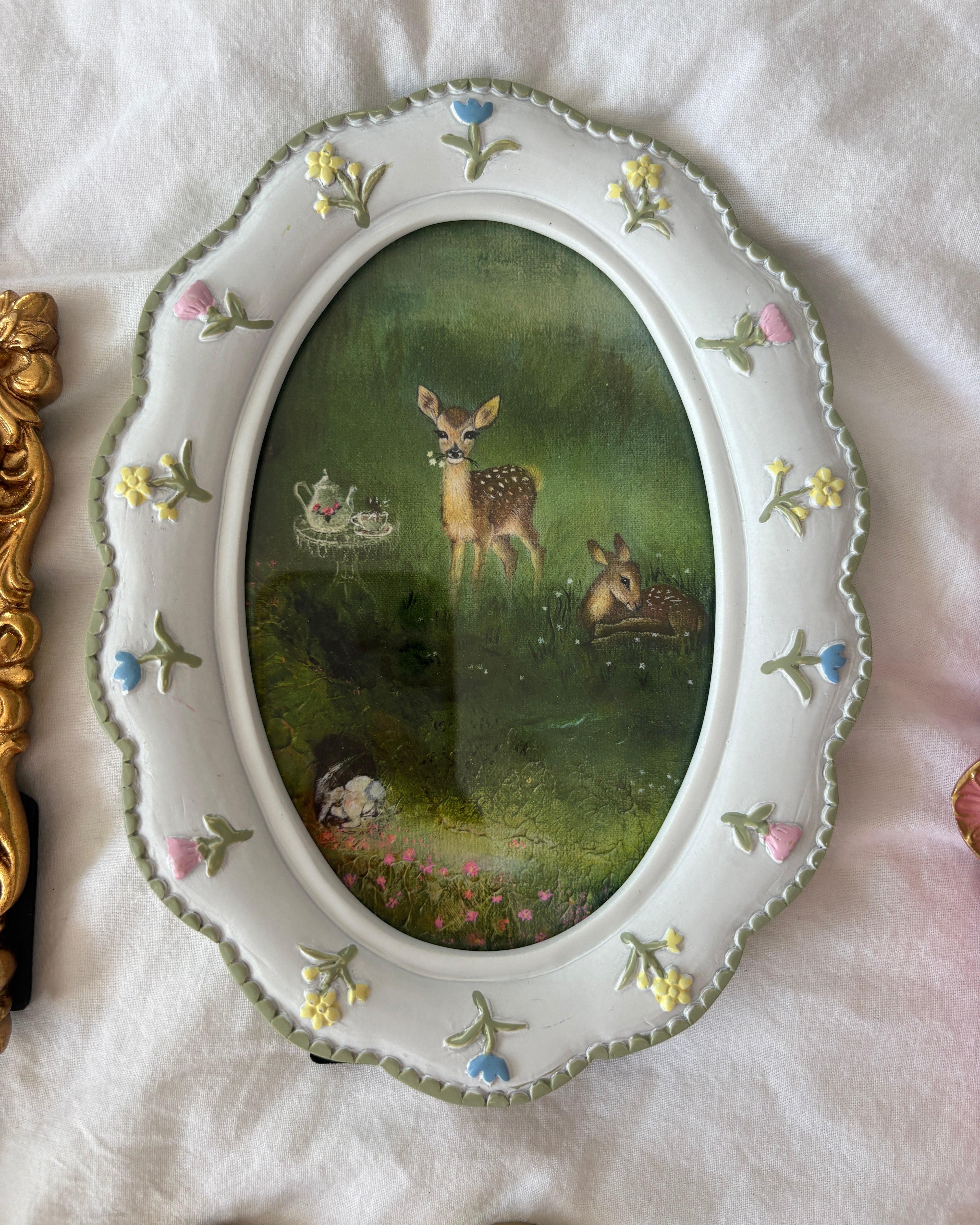 Magical Meadow FRAMED PRINT (White Floral Frame)