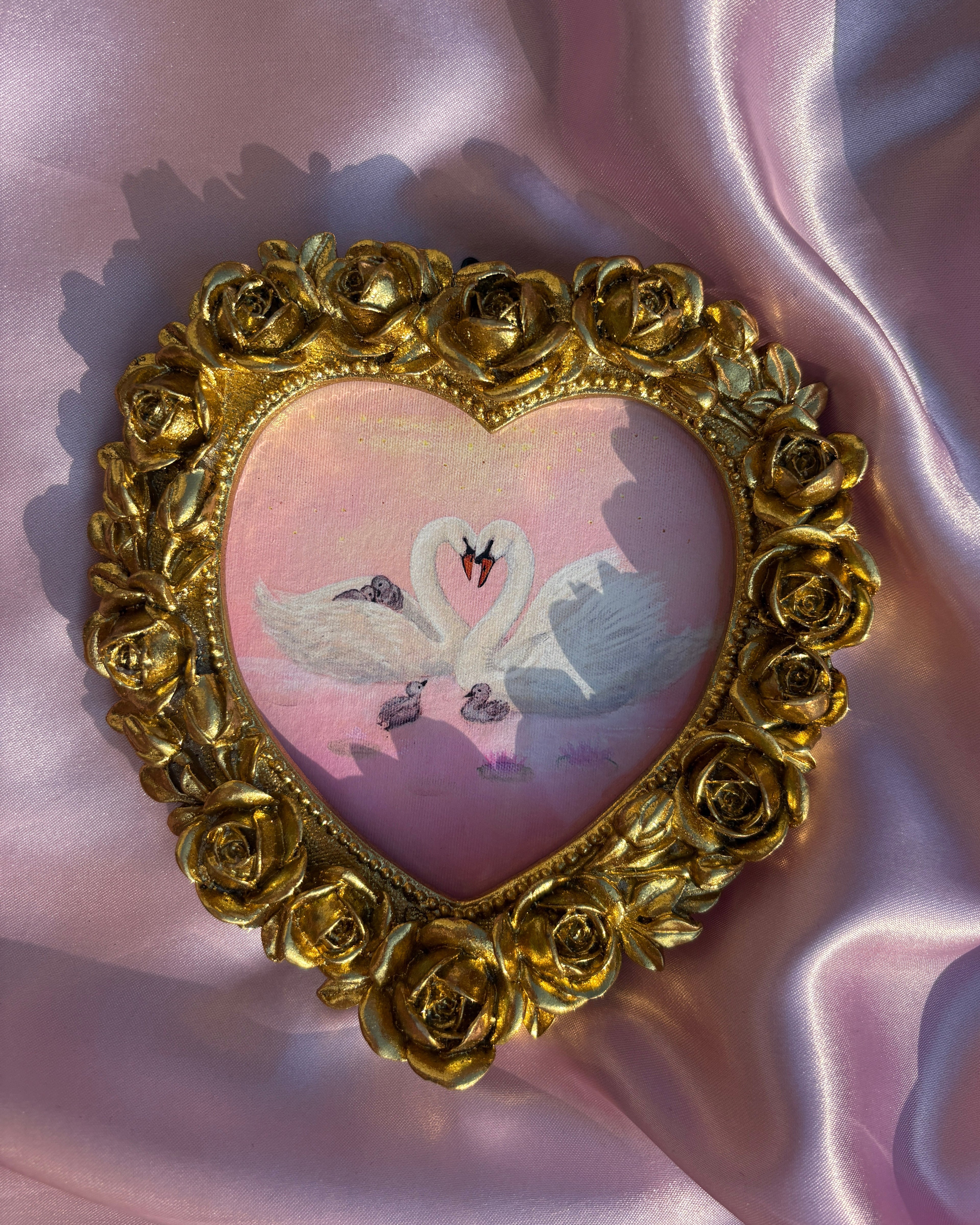 Rose Garden FRAMED PRINT (Golden Heart-Shaped Frame)