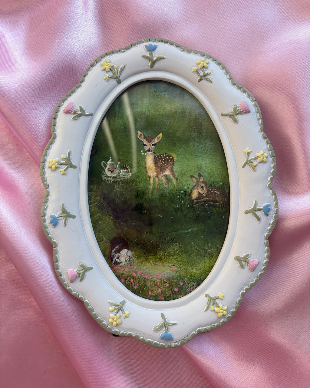 Magical Meadow FRAMED PRINT (White Floral Frame)