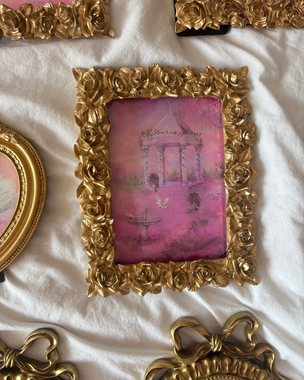 Rose Garden FRAMED PRINT (Golden Frame)