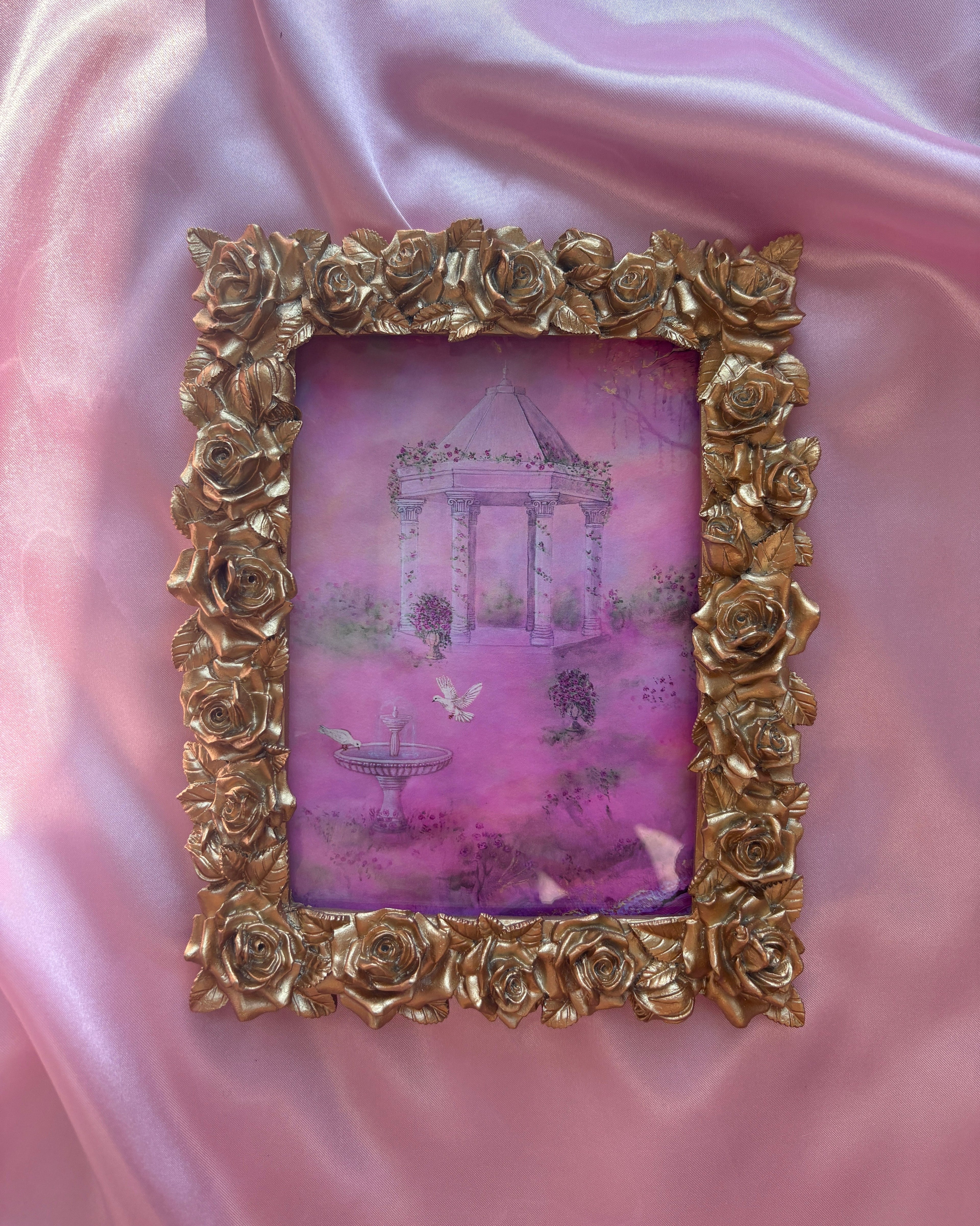 Rose Garden FRAMED PRINT (Golden Frame)