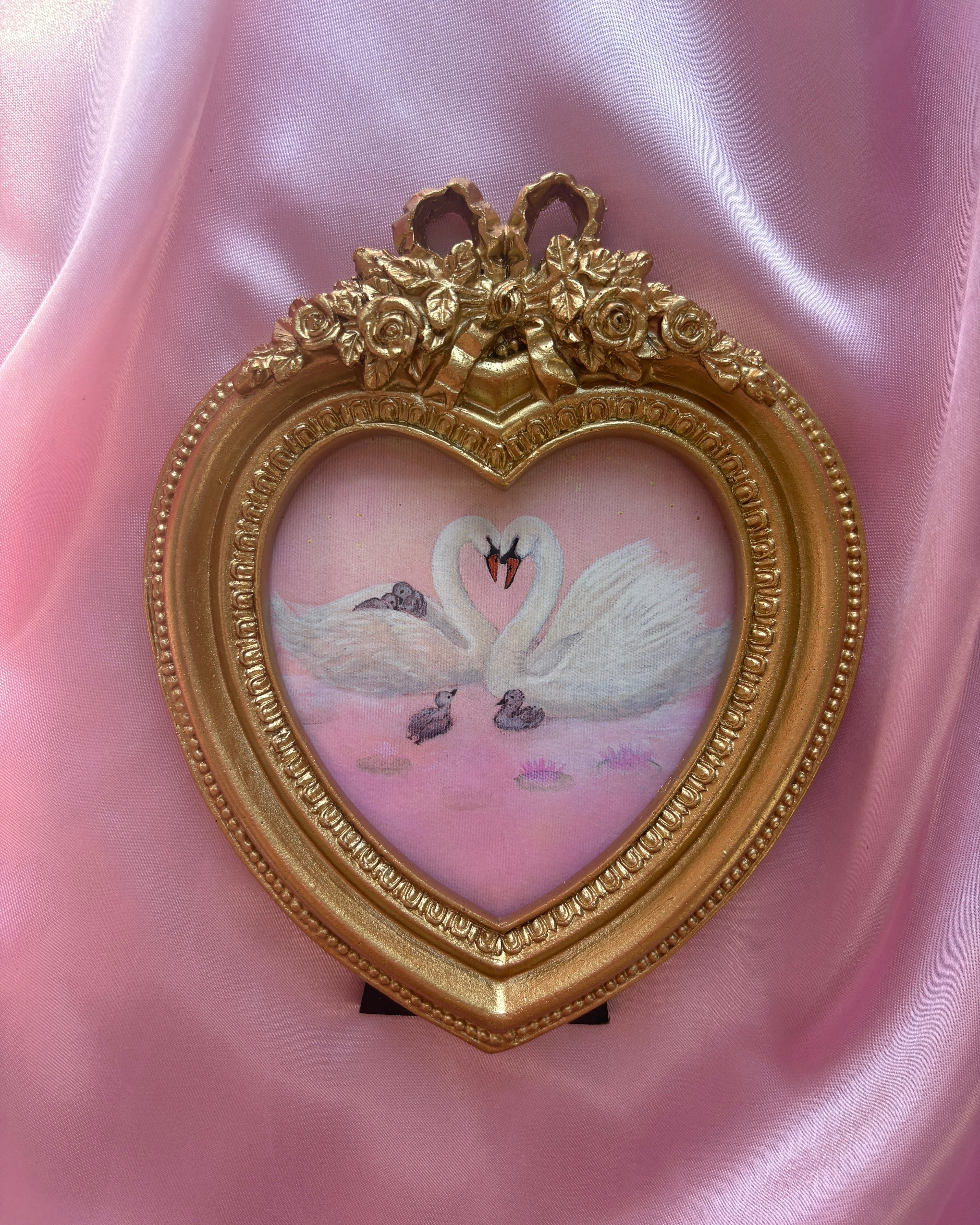 Rose Garden FRAMED PRINT (Golden Heart-Shaped Frame)