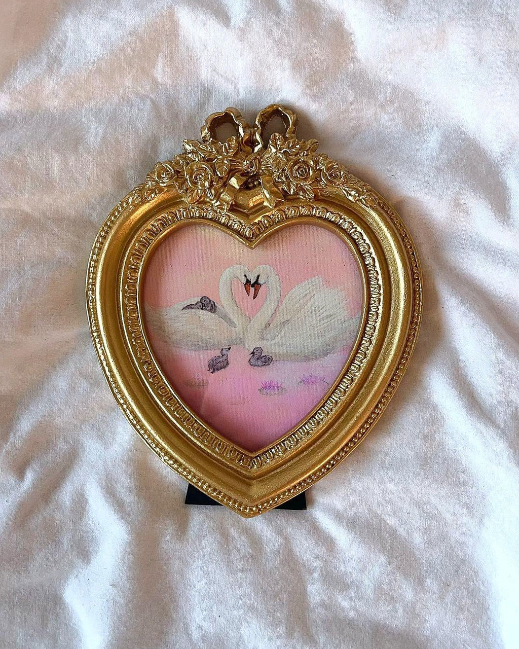 Rose Garden FRAMED PRINT (Golden Heart-Shaped Frame)