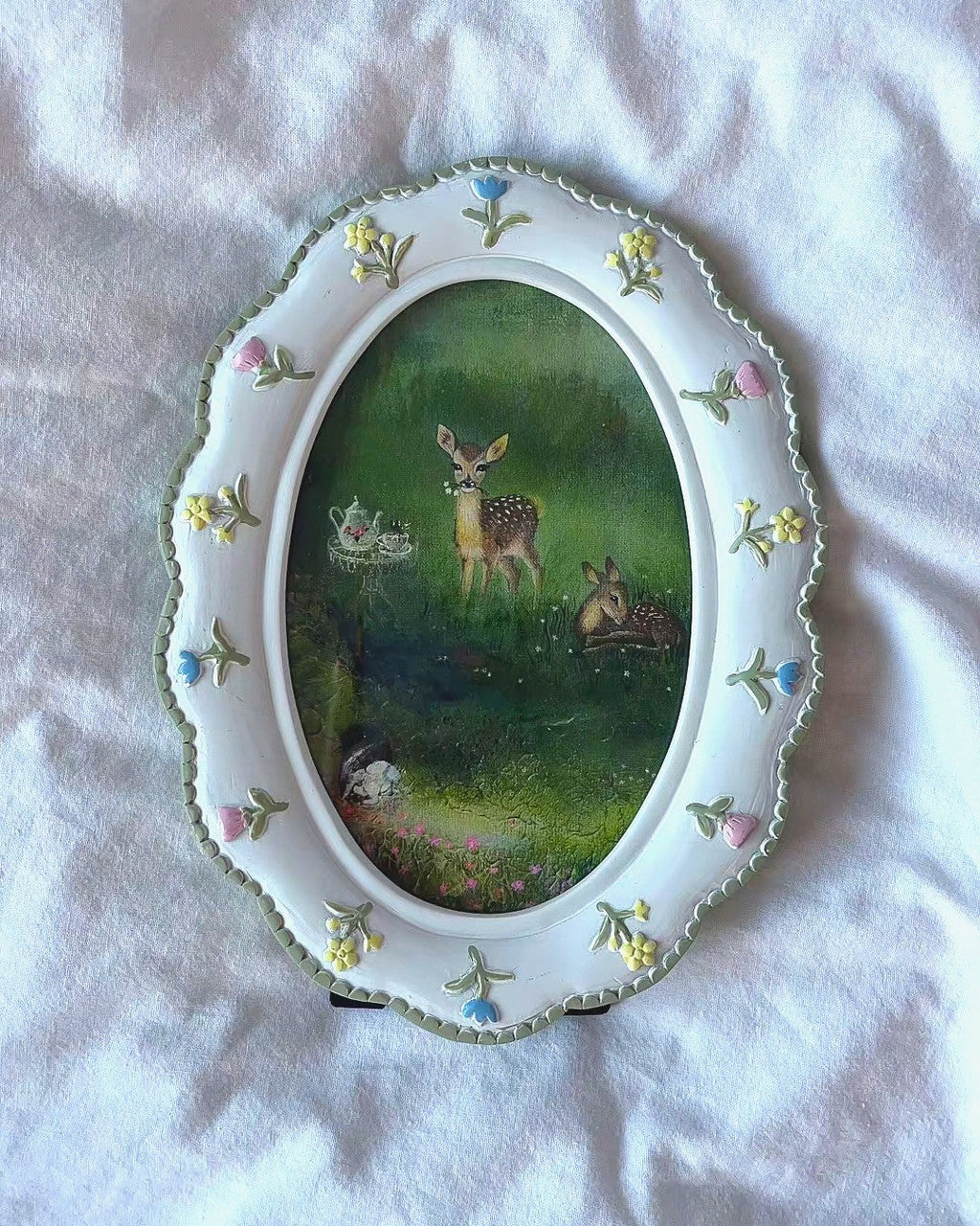 Magical Meadow FRAMED PRINT (White Floral Frame)