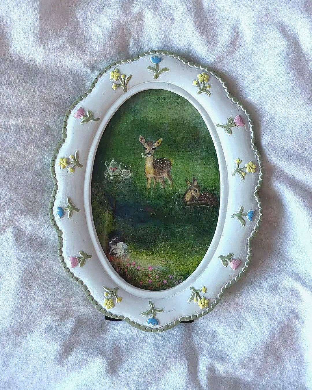 Magical Meadow FRAMED PRINT (White Floral Frame)